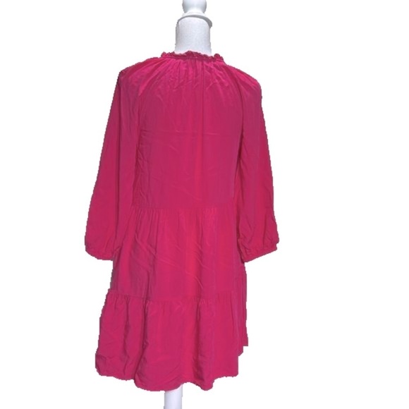Caralynmirand Pink Shift Mini Dress XS Loose Fit Long Sleeve V-Neck A-Line - Picture 3 of 9